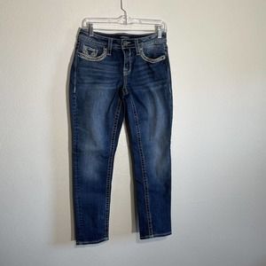 Vigoss Heritage Fit New York Women's Capri Denim Blue Jeans Stretch Size 4